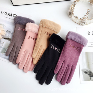 Warm Gloves Women's Winter Riding Outdoor Velvet Thickened ins Cute Touch Screen Cold-proof Velvet Electric Vehicle Gloves