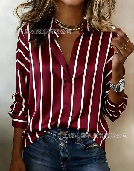 2026 Printed Casual Loose Shirt Women's Button Top New Digital Print Ladies' Blouse Cardigan Top