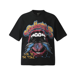 25ss Explosive European and American Fashion Brand HELLSTAR Full Print vintage T-Shirt Hip Hop Loose Casual Short Sleeve Couple