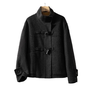 2024 Autumn and Winter Super Good-looking Double-sided Cashmere Coat Women's Short Corner Buckle Vertical Collar Loose Wool Coat