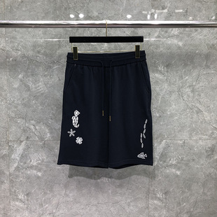 TIME BREATHE tb shorts men's summer sports leisure street all-match turtle fish embroidered cropped pants