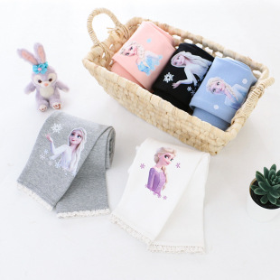 2023 girls spring leggings new children's pants lace trousers Princess printed Amazon a generation of hair