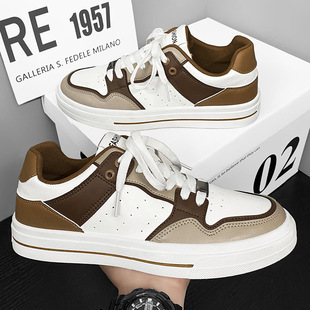 Cross-border Special Offer Summer 2024 New All-match Sports Leather Casual Sneakers Men's Increased Thick Sole Small White Trendy Shoes