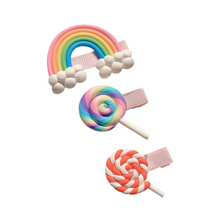 New Rainbow Candy Hairpin Three-piece Fairy Headwear Cute Duckbill Clip Cloud Clip Super Cute Children's Hairpin