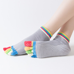 Color Yoga Socks Open Toe Open Back Professional Dispensing Women Yoga Five Finger Socks Toe Socks Fashion Sports Comfortable