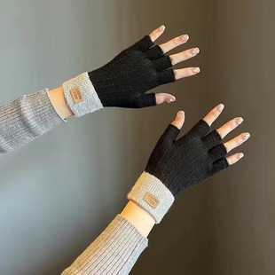 Winter Warm Gloves Half Finger Flip fleece-lined Thickened Office Students Writing Cycling Cold Gloves Unisex