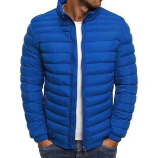2023 Autumn and Winter New Cross-border Men's Rhombic Cotton Coat Jacket Amazon European Size Men's Casual Collar Cotton Coat