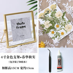 Creative Handmade DIY Dried Flower Embossed Plant Specimen Nordic Simple 4 Inch 6 Inch 7 Inch Metal Glass Photo Frame