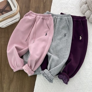 Children's fleece-lined Thickened Alpaca Sweatpants Boys' fleece-lined Sweatpants Girls' Pants Winter Baby Casual Pants Winter Style