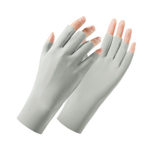 Xia Bingsi Nail Art Gloves Anti-ultraviolet Light Tea Picking Sun-proof Dark Dew Finger Women's Riding Protective Half-finger Gloves
