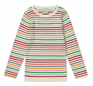 2025ins spring and summer new boys and girls f * B soft cotton long sleeve knitted top striped comfortable round neck NY