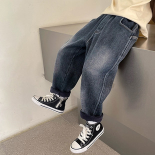 Children's clothing boys jeans handsome Korean sports trendy pants spring and autumn boys straight pants baby pants wholesale trendy