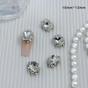 Finished diamond ball pile drill big diamond flash nail jewelry pile drill fat square crooked heart nail decoration mixed