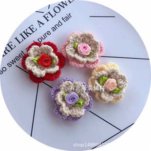 New rose handmade hook Flower Wool Flower Net red DIY hairpin brooch accessories 2003