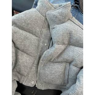 Korean-style high-grade gray cotton-padded jacket women's winter 2024 new loose short stand collar thick warm all-match coat
