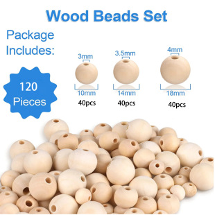 120 perforated wooden beads handmade beaded logs Lotus round beads threading wooden beads diameter 10/14/18mm