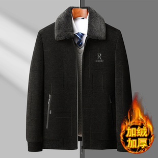 Middle-aged and elderly men's 50 dad 60 years old middle-aged warm cotton-padded jacket 70 dad cotton-padded jacket winter coat fleece-lined thickened