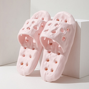 Hotel Leakage Slippers Women's Summer Indoor Household Bathing Slippers Bathroom Non-Slip Quick-Dry Hollow Slippers Men's