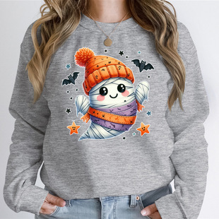 Women's Halloween Hoodless Sweatshirt Funny Ghost