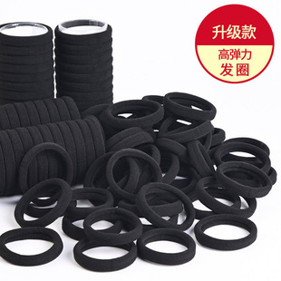 Rubber Band Women's Hair Tie High Elasticity and Durability Internet Celebrity Thick Hair Rope Simple Hair Tying Leather Case Black
