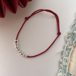 S925 sterling silver broken silver red rope bracelet Japanese Korean minority design simple fashion thin hand rope jewelry wholesale