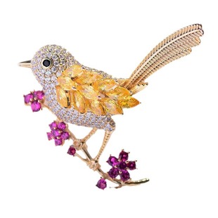 Chinese Style New Style Zircon Colorful Corsage Smart Magpie Brooch Feminine Brooch Anti-exposure Alloy Brooch