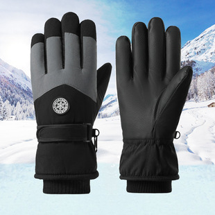 Winter men's and women's gloves fleece-lined thickened outdoor cycling windproof rainproof cold ski touch screen cotton gloves wholesale