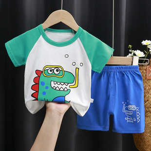 Summer children's short sleeve shorts set cotton T-shirt boys and girls baby children's clothing new 2022 manufacturers wholesale