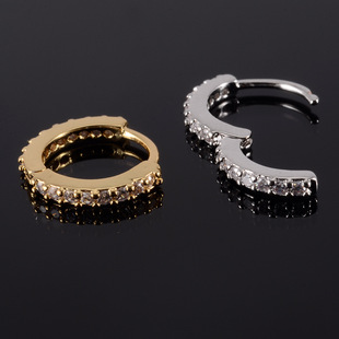 Cross-border copper inlaid zircon ear buckle electroplated wavy white zirconium earrings butterfly horse eye ear buckle piercing copper ear nail
