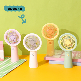 2024 New cute small fan usb charging mute student handheld cartoon small fan lettering logo gift