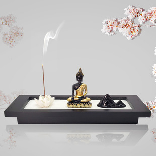 Creative dry landscape Buddha meditation Zen sand table office desktop feng shui ornaments living room decorations wholesale