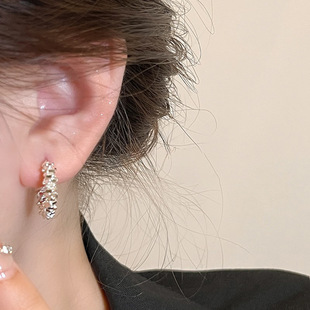 925 silver pin broken silver circle earrings women's cold style light luxury niche unique design high-grade earrings
