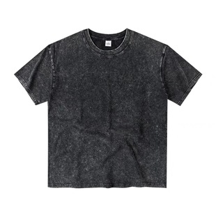 Trendy Brand New Heavy Cotton Vintage Washed Old Snowflake Short-sleeved Large Version Shoulder Crewneck T-shirt OVERSIZE