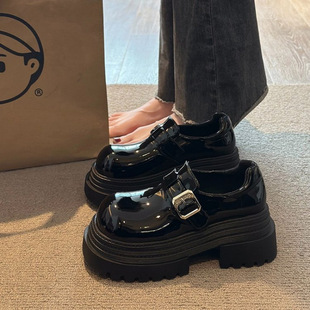 British style big head loafers women's 2025 spring new style women's shoes with skirt platform height increase Mary Jane small leather shoes