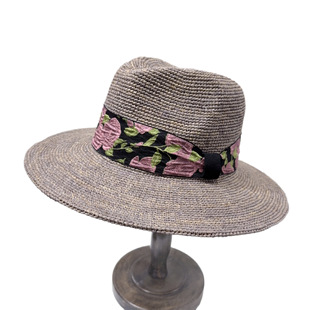 Summer New Lafite Grass Hook Flat Along Straw Hat Children's Beach Outdoor Seaside Sunscreen Hat Showing Face Small Sunshade Hat