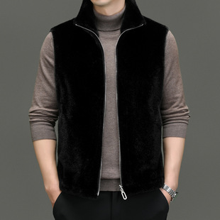 Thirty Autumn 2023 New Thickened Men's Reversible Gold Mink Velvet Vest Men's Warm Vest Men's Jacket