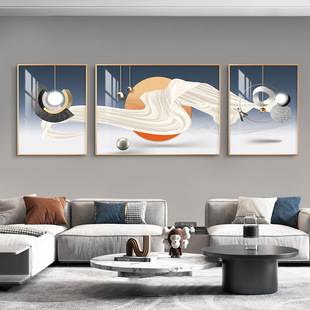 Light luxury living room decorative painting modern minimalist sofa background wall hanging painting 2023 new mural feather triple painting