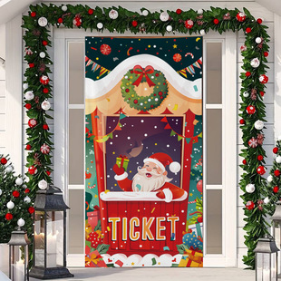 Amazon Cross Border Christmas Door Sticker Santa Claus Door Cover Family Party Holiday Party Decoration Background Cloth Arrangement