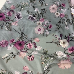 Polyamide Mesh Printed 40D Polyamide Stretch Printed Mesh Fabric Women's Underwear Top dress Fabric