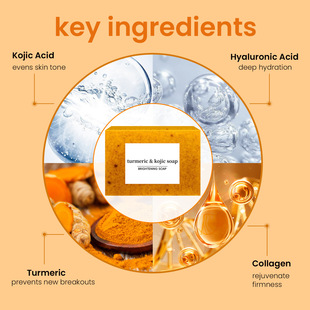 Cross-border foreign trade European and American TK turmeric soap lemon soap kojic acid soap ginger handmade cold soap Bath face washing soap