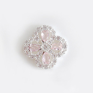 Nail art zircon alloy diamond jewelry flash bottom super flash silver bottom pink diamond full diamond four-leaf clover flower nail accessories