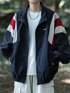 cityboy coat men's autumn new contrast color Pu handsome casual jacket Hong Kong style Youth couple loose top