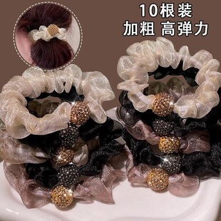 Organza Hair Rope Girls Rubber Band Women Tie High Elastic Durable Leather Case Does Not Harm Hair Rope 2024 New Style