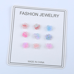 2024 New Gradient Color Camellia Nail Art Accessories Smudged Macaron Color Resin Flower diy Accessories