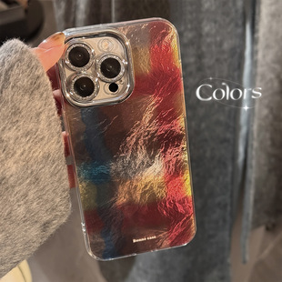 Plaid blooming mobile phone case for 16 Apple 15promax lens film iphone14 retro style 12 advanced sense