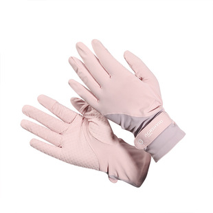 Europe and the United States printed sunscreen Ice Silk gloves Hong Kong wind Cold Dew two-finger non-slip finger gloves female manufacturers spot sub-finger gloves