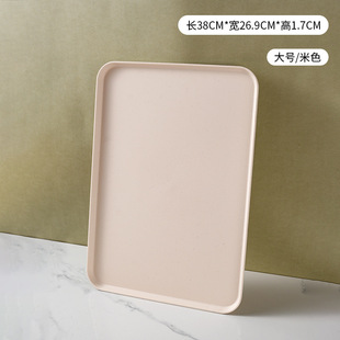 Cross-border Retro Style Imitation Wood Grain Tray PP Plastic Food and Beverage Plate Snack Dim & Sum Plate Living Room Dining Room Tea Tray
