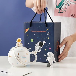 Planet Mug with Lid and Spoon Creative Household Ceramic Cup Large Capacity Office Water Cup Milk Coffee Cup Set