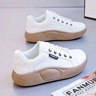 Autumn women's shoes leather White shoes 2023 new all-match soft bottom not tired feet thick bottom casual shoes ins fashion Board Shoes