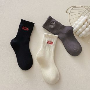 New Arrival All-Match Letter Sports Socks Medium Socks Simple Cotton Socks Stacks Piled Socks Academic Style Children's Socks